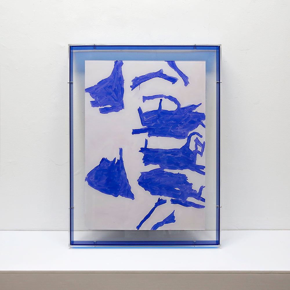 Blue Abstract Art Print on Acrylic with Acrylic Frame, Transparent Background CABA0036A - 60*80cm