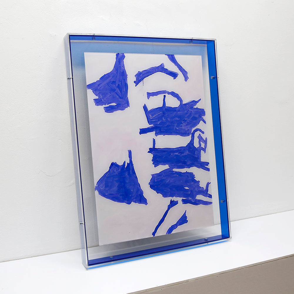 Blue Abstract Art Print on Acrylic with Acrylic Frame, Transparent Background CABA0036A - 60*80cm