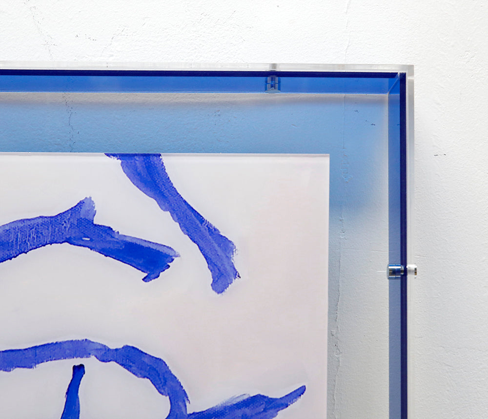 Blue Abstract Art Print on Acrylic with Acrylic Frame, Transparent Background CABA0036A - 60*80cm