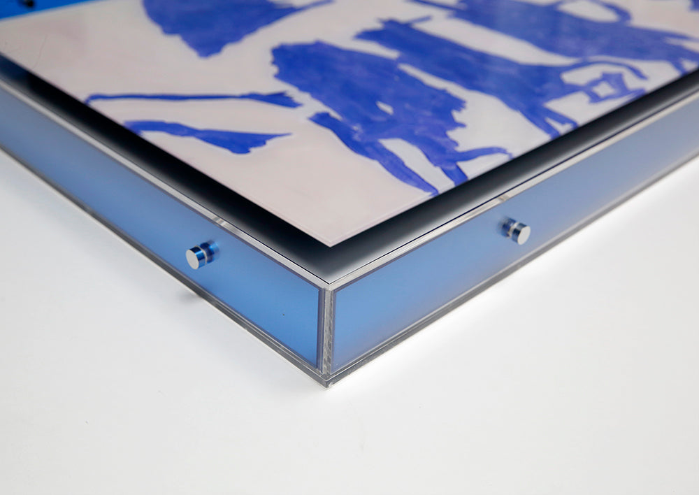 Blue Abstract Art Print on Acrylic with Acrylic Frame, Transparent Background CABA0036A - 60*80cm