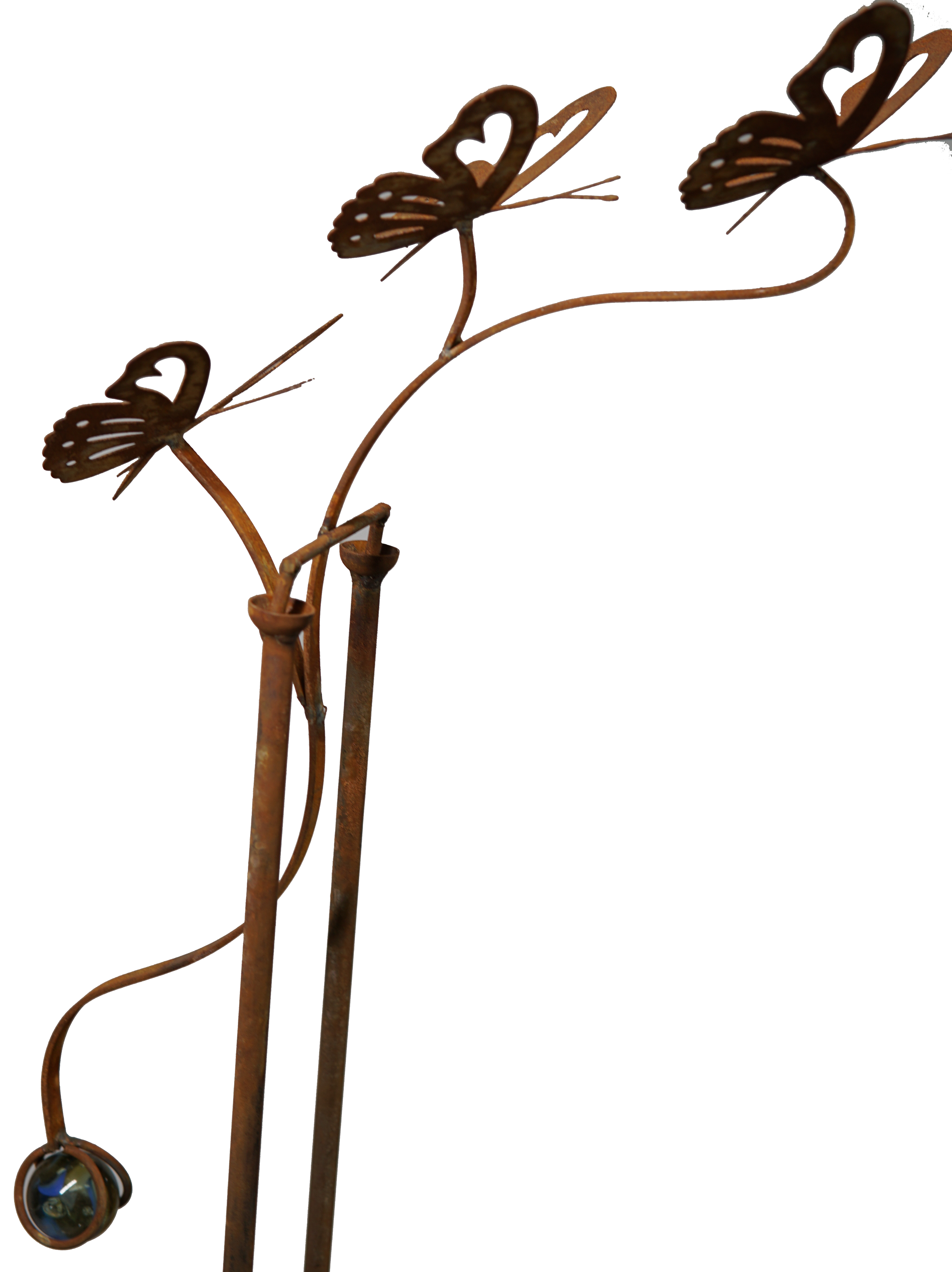 *W3560 Rocking stake of butterflies and a glass ball