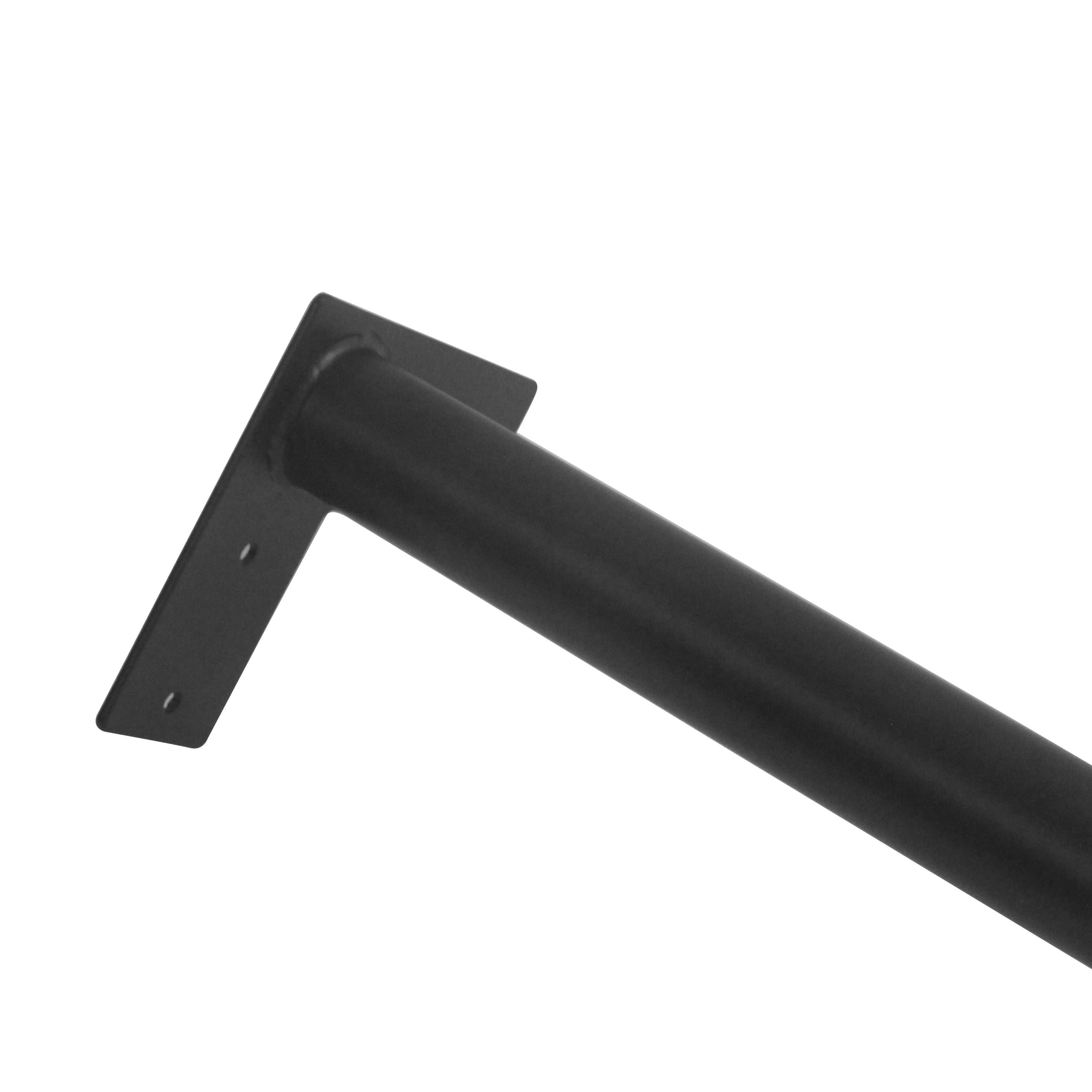 Black powder-coated cone leg with L-shaped top mounting bracket and holelets