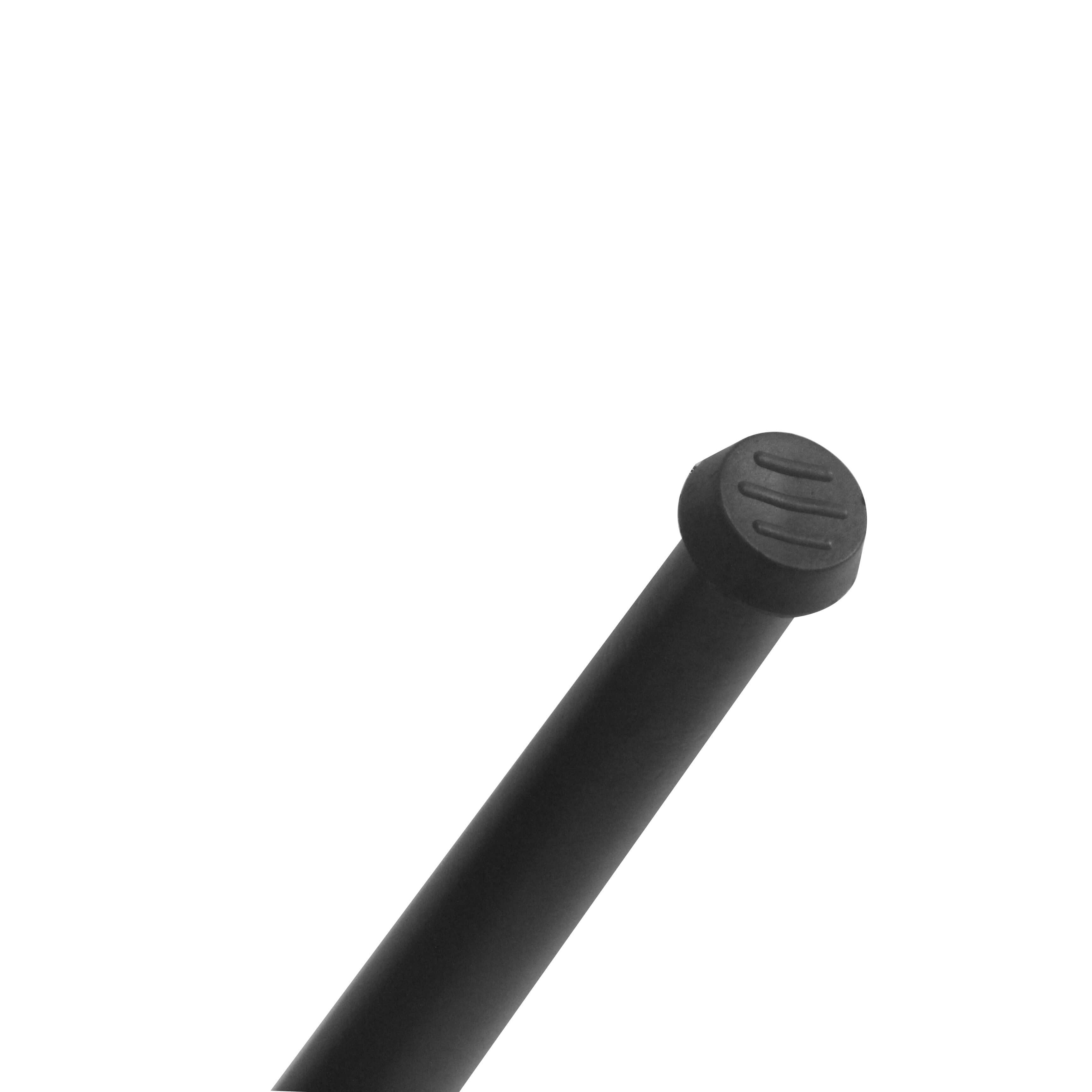 Black cone table leg foot end cap with molded detail on the base