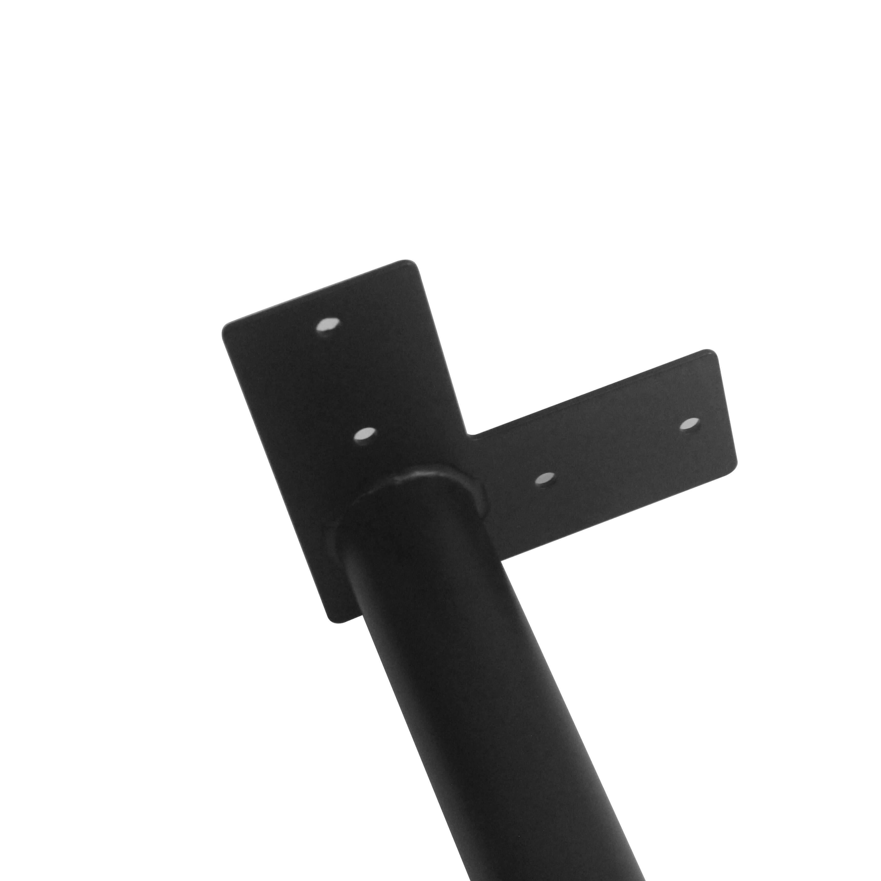 Black cone table leg top mount with T-shaped bracket and screw holes