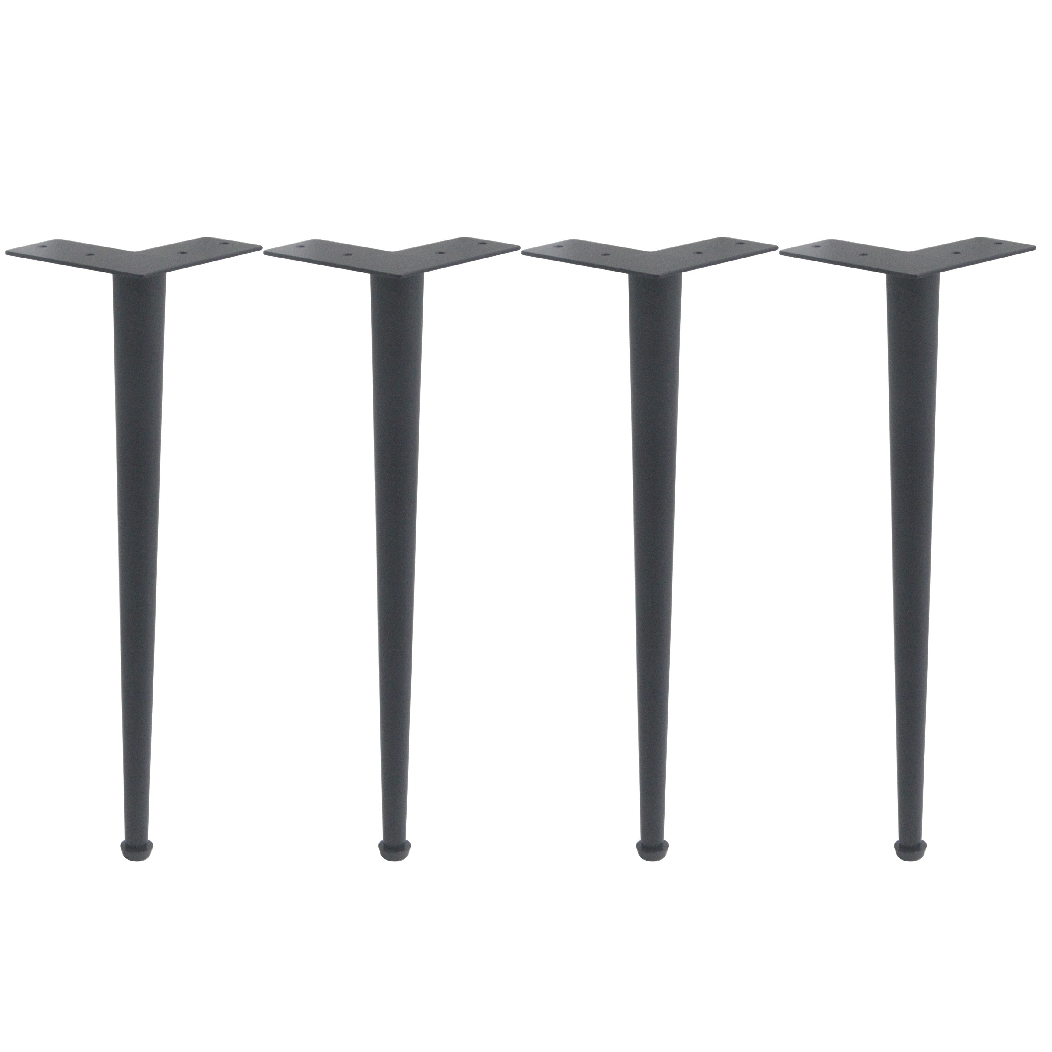 G800098-410 Cone Shape Coffee Table Legs, Black Powder Coated, Set/4