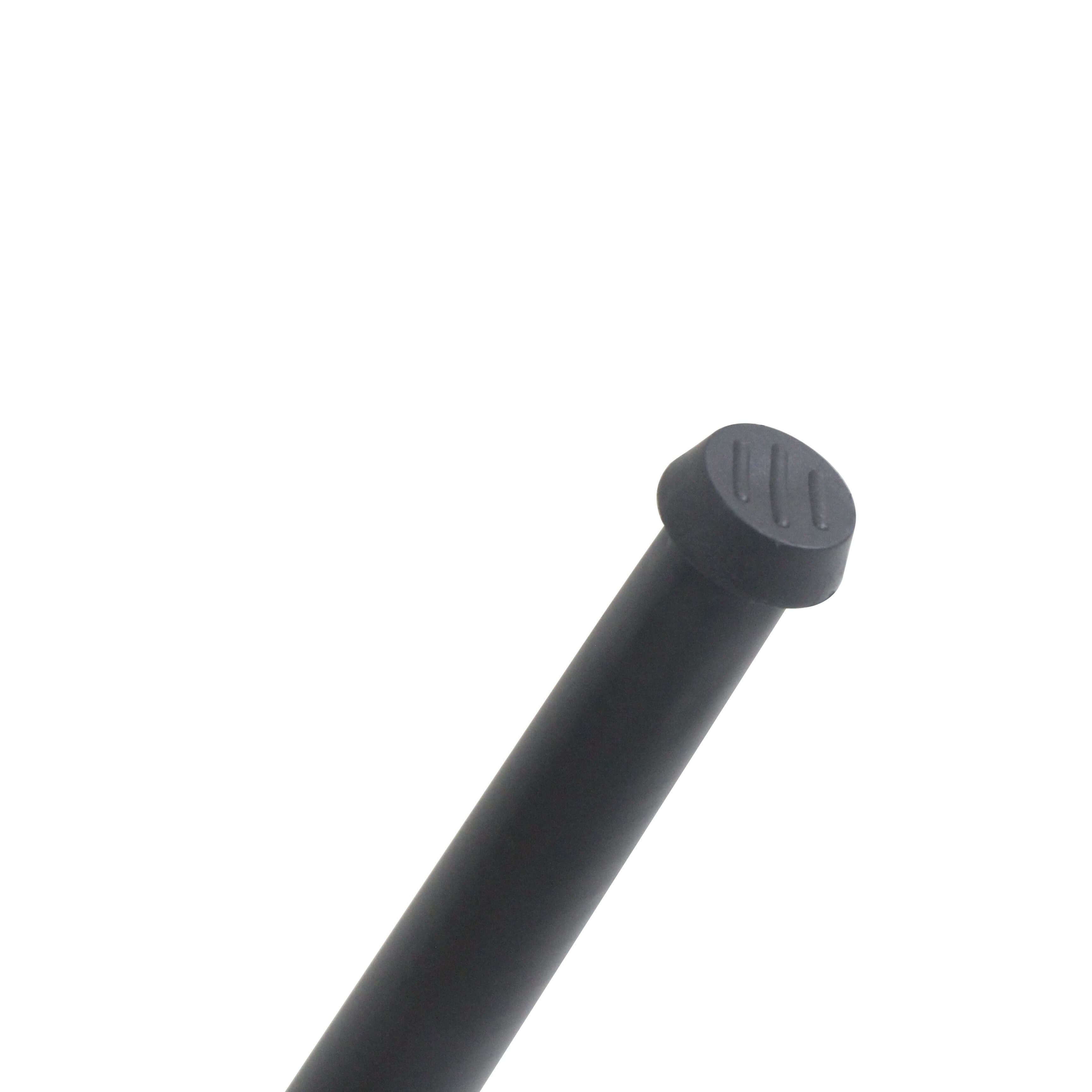Black powder-coated tapered cone table leg with rounded top cap