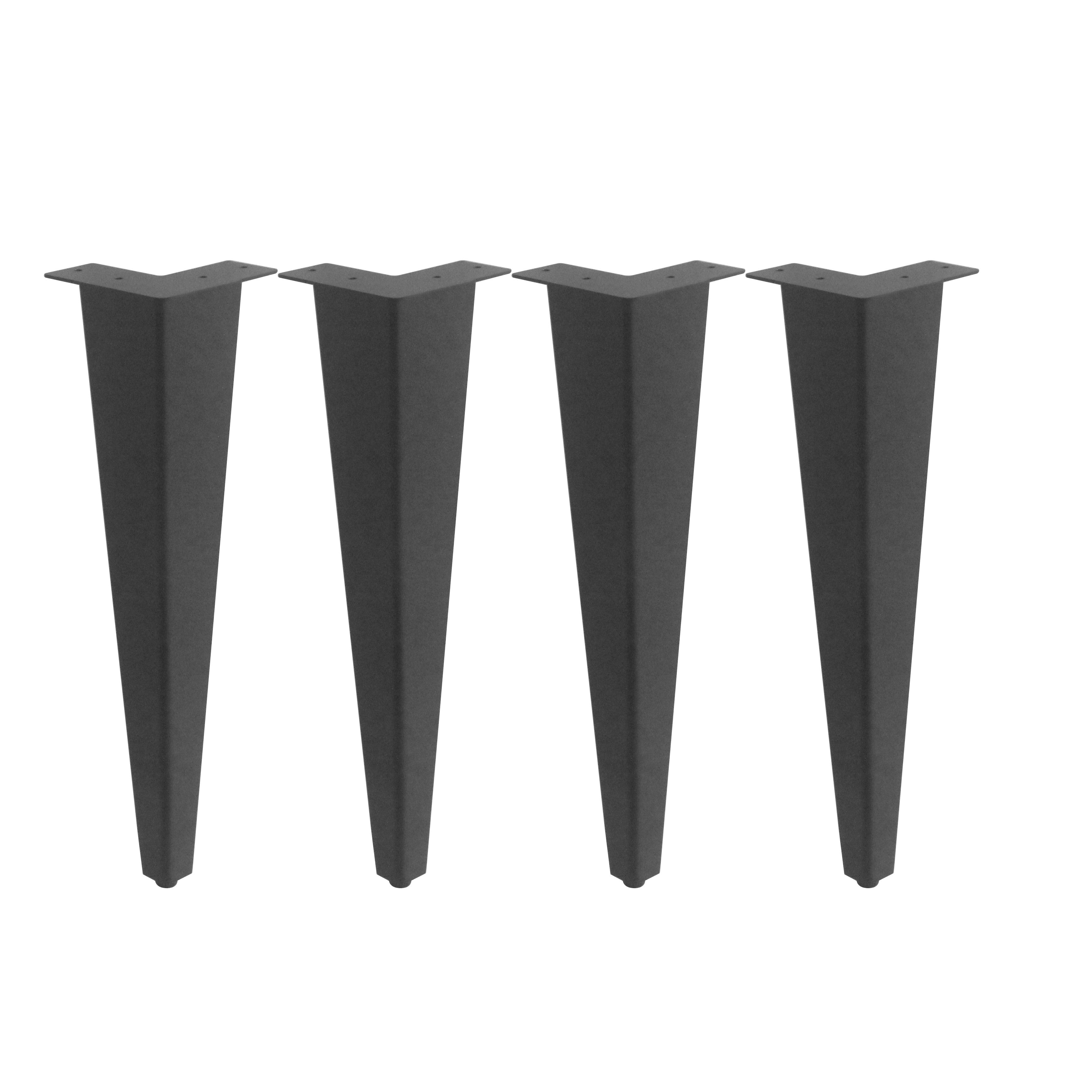 G800412-A-41cm Cone Coffee Table Legs, Black Powder Coated, Set/4