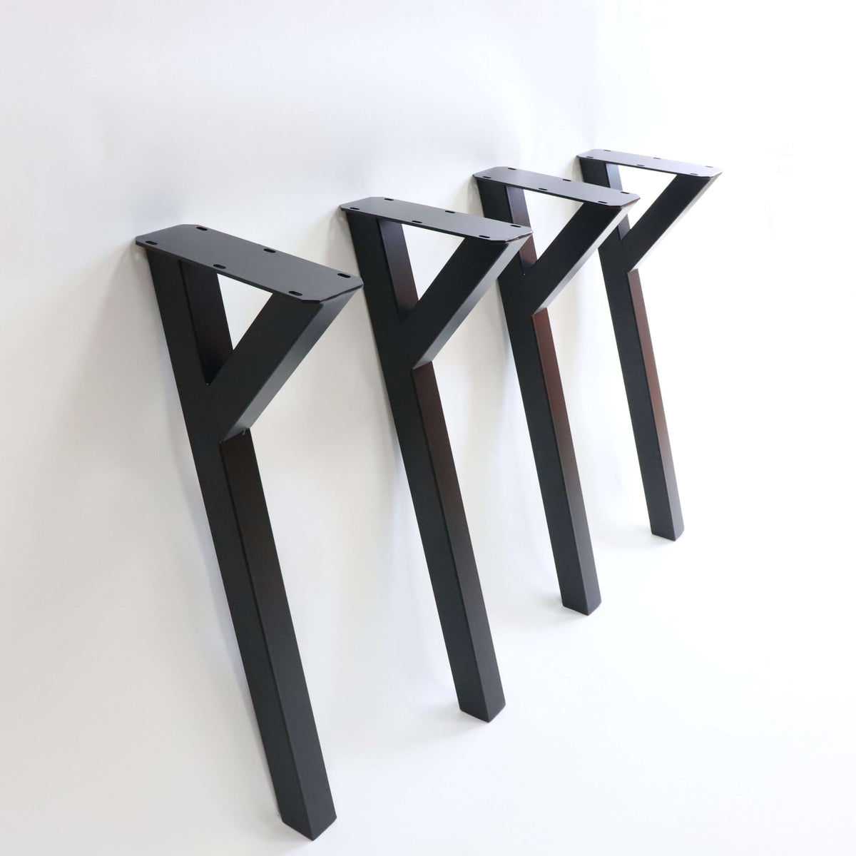 Black powder-coated Y-shaped dining table legs, set of four