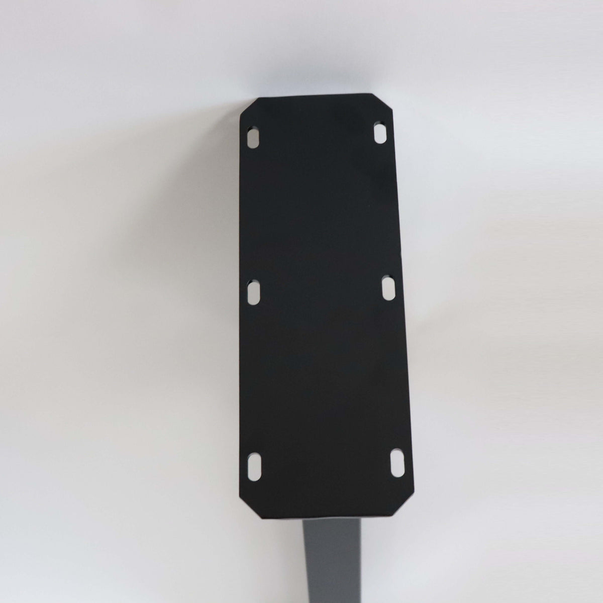 Black powder-coated mounting plate for Y-shaped dining table leg with four holes