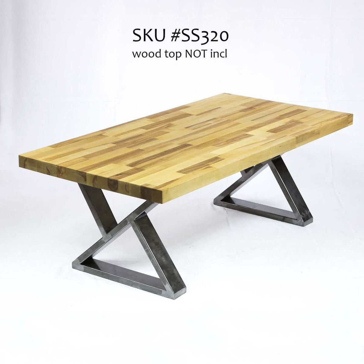 Z-shaped coffee table legs, brushed silver metal with X-style base