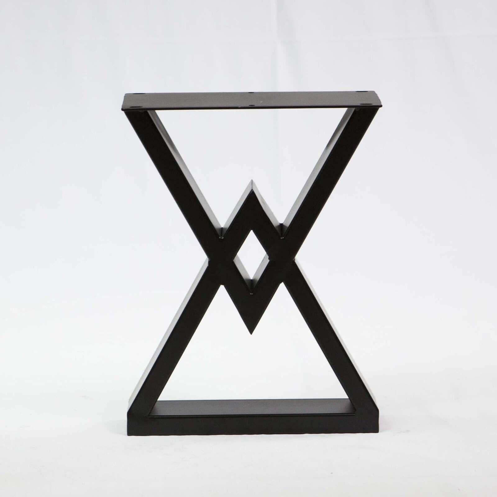 Black bench legs pair with X-cross design and square top frame support