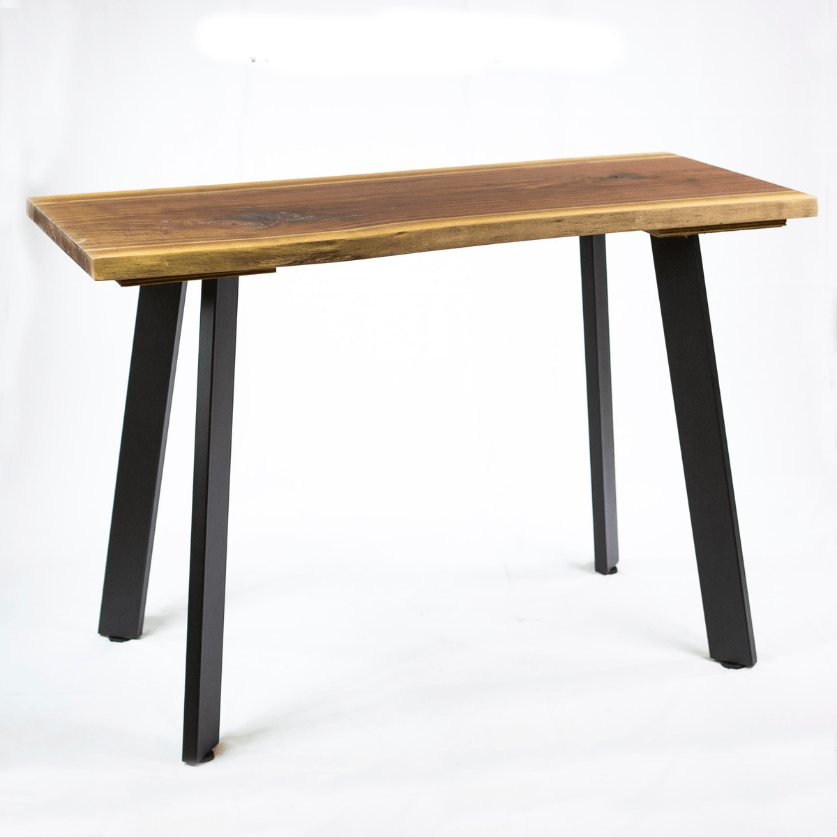 Angled dining table legs, set of 4, black powder-coated steel with tapered profile