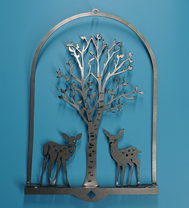 W4392 Fawn & Birch 3D Wall Art - rusted metal arts in garden