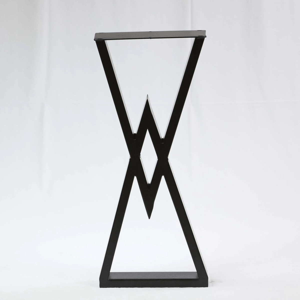 Black diamond console table leg with W-cut steel frame and squared foot