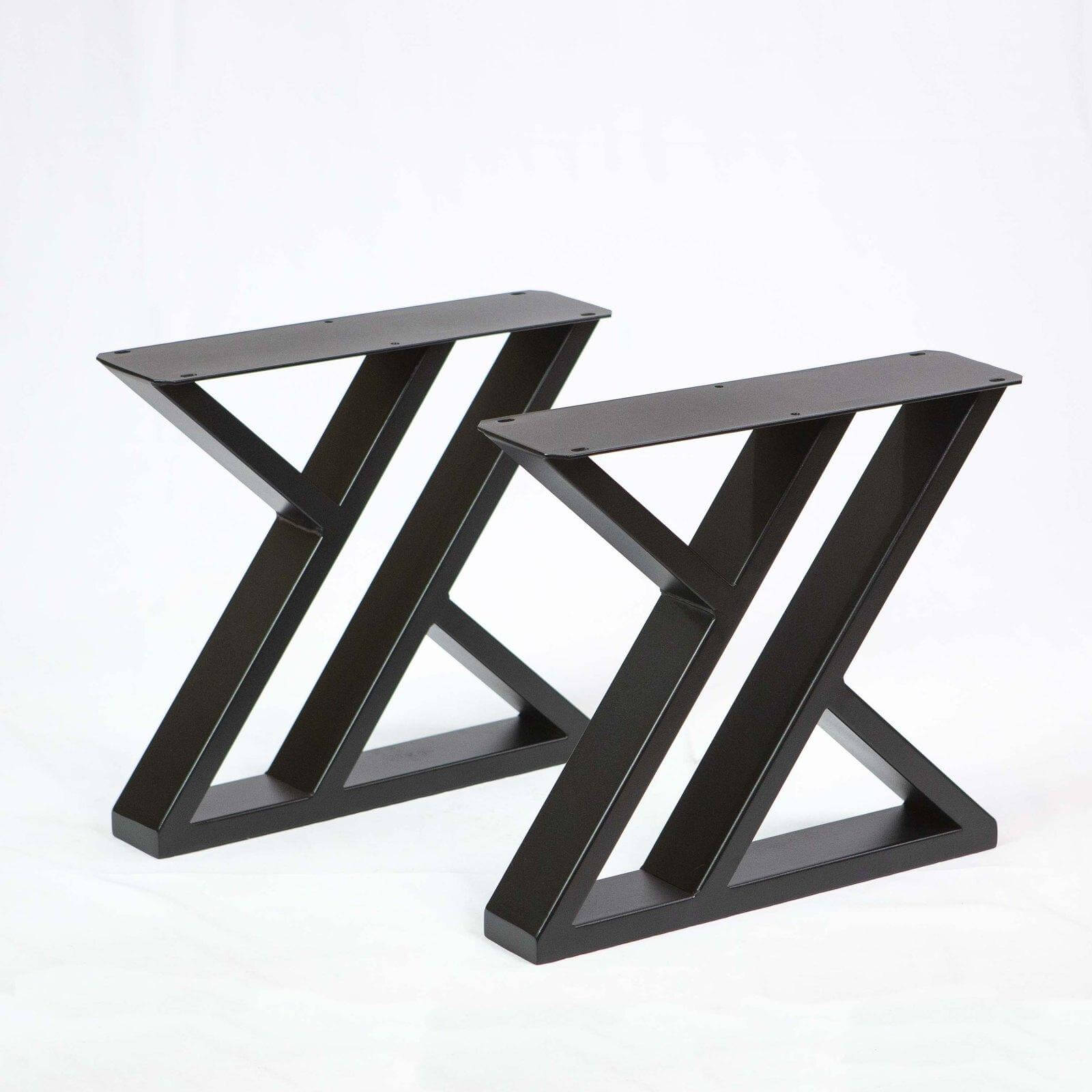 Double-Z coffee table legs, black powder-coated metal, 1 pair, angled view