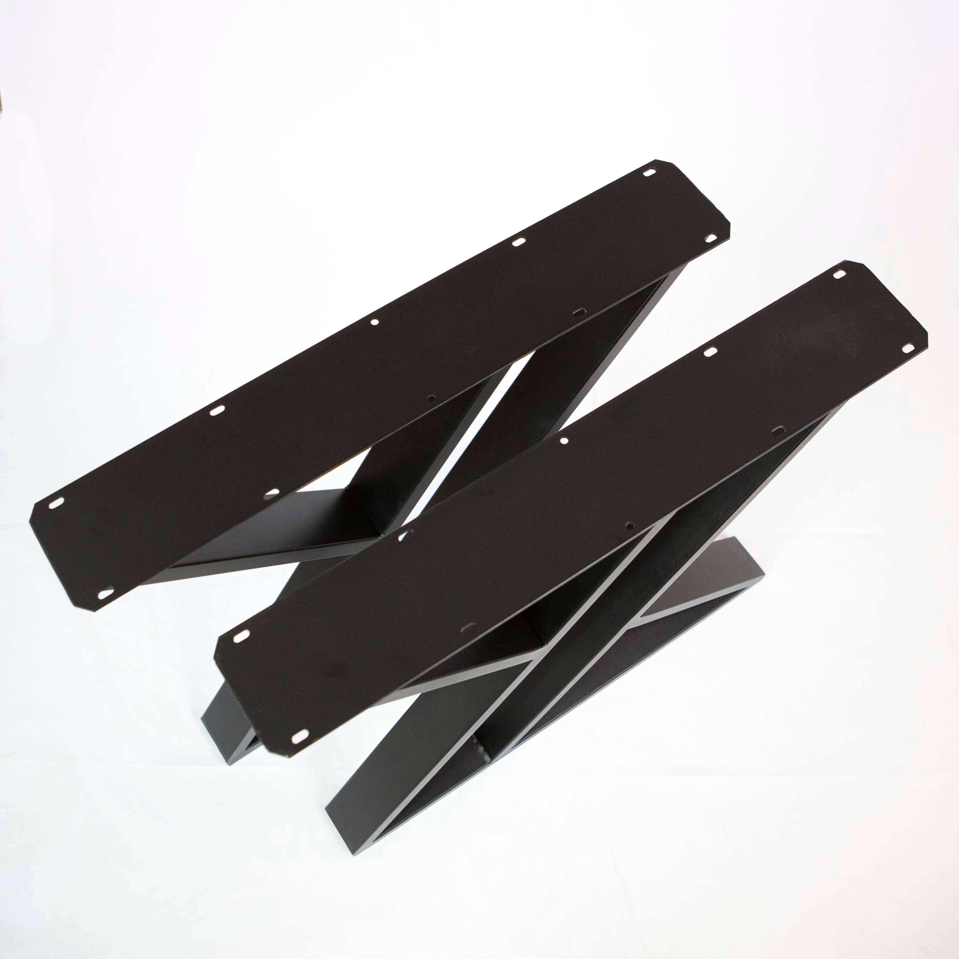 Set of black Double-Z dining table leg frames with mounting holes
