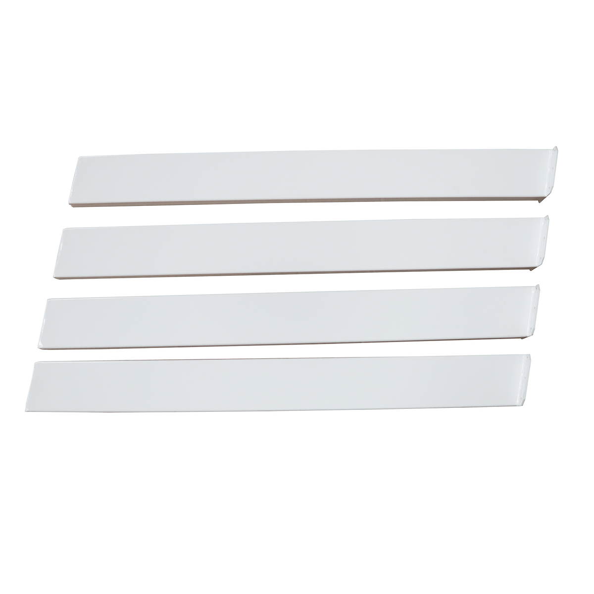Angled dining table leg set, four white powder-coated steel legs