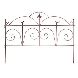 W3066 - Natural Rusted Bird Garden Fence - Set of 2