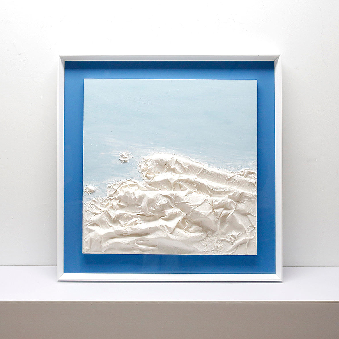 Blue sea and white wave I Handmade paper art 3D art Wall art BGOB1009A - 100*100cm
