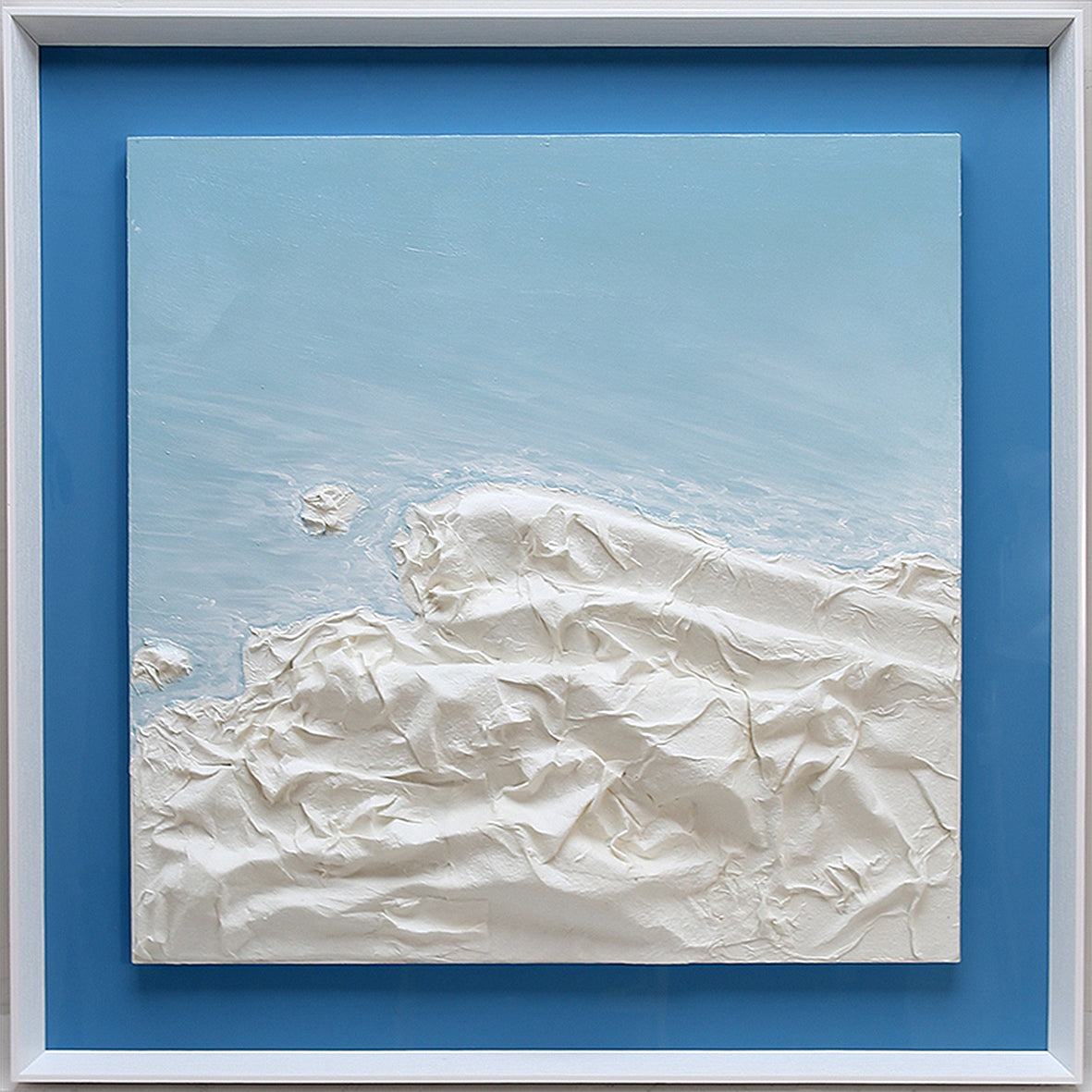 Blue sea and white wave I Handmade paper art 3D art Wall art BGOB1009A - 100*100cm