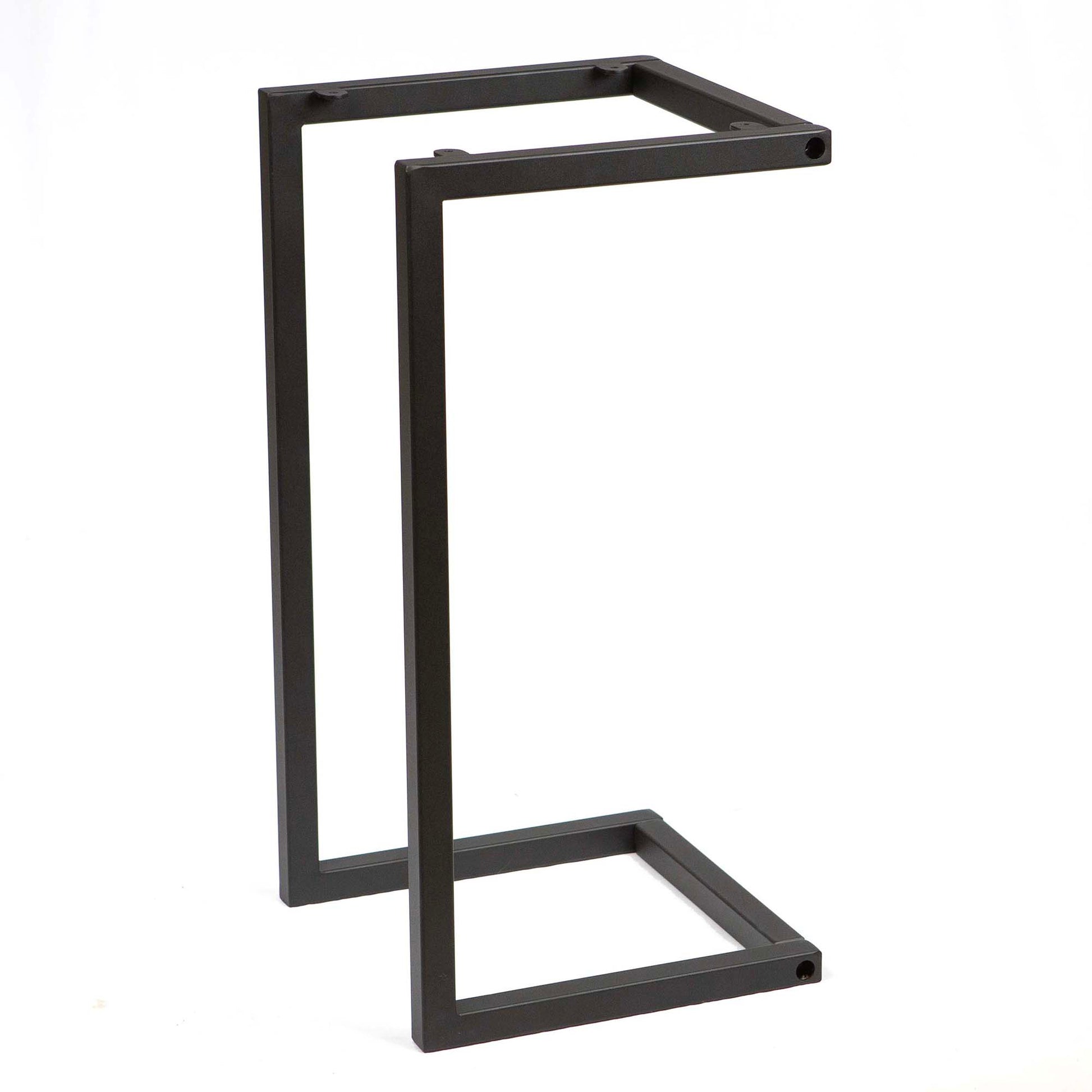 Close-up view of the SS013 square top C-shape side table base, highlighting the clean lines and durable finish of the metal structure.