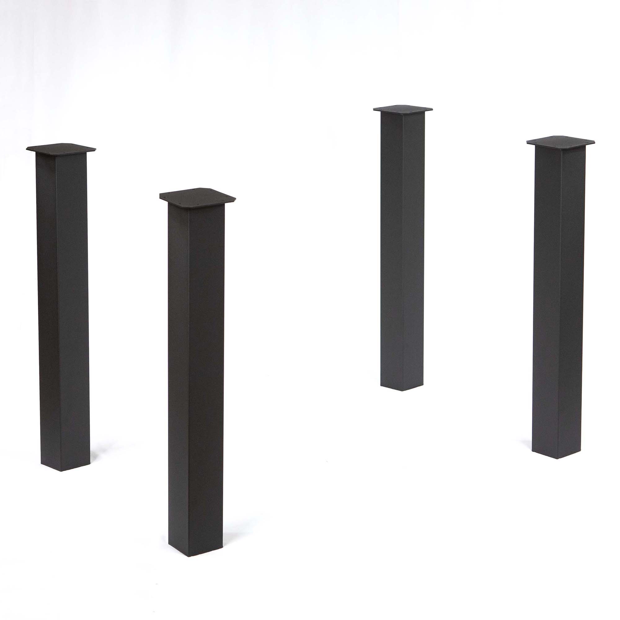 Set of four SS1010 column-style metal table legs in a matte black finish, displayed upright on a white background.