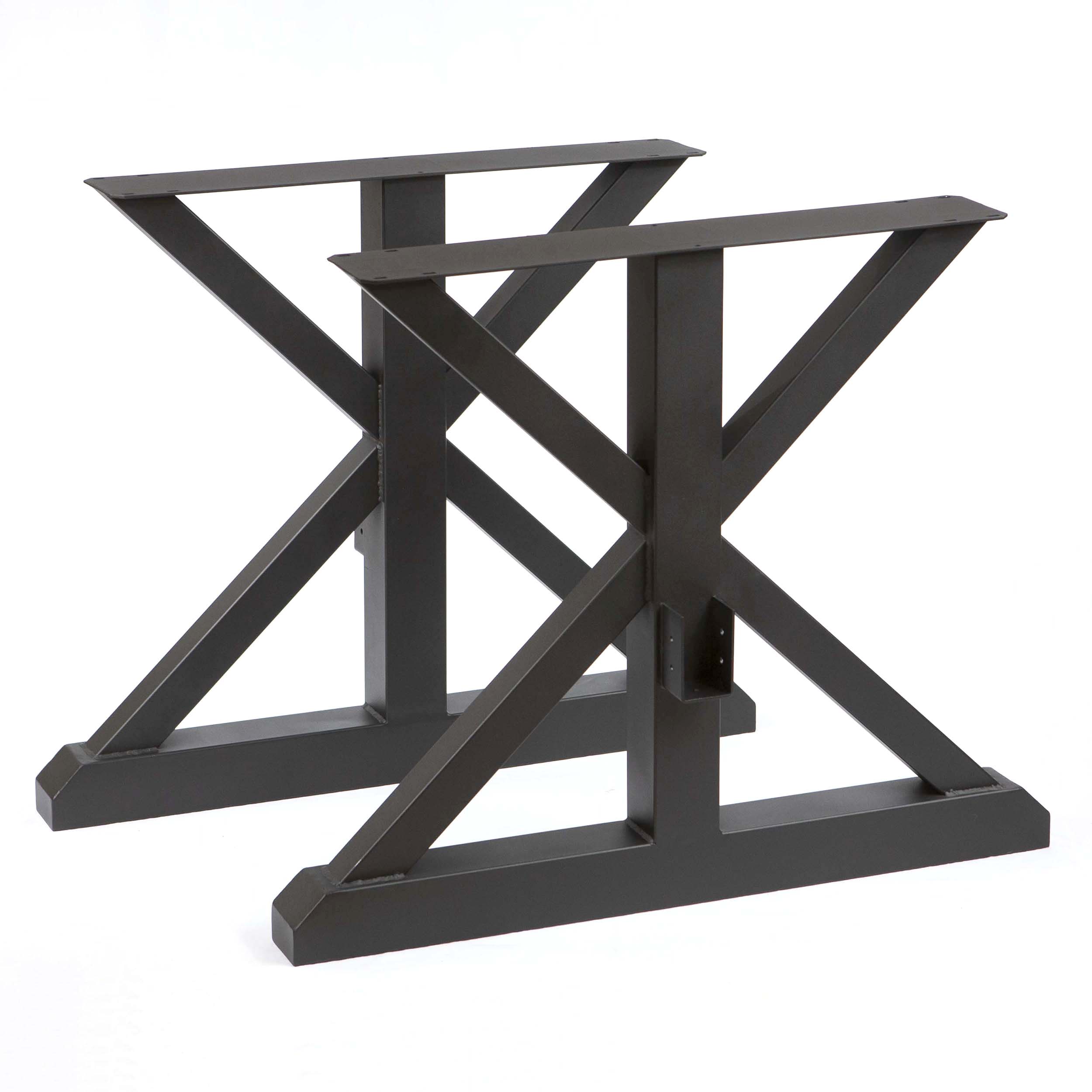 Front view of the SS515 Extra Wide Trestle Dining Table Legs, showing a clean, symmetrical A-frame design in a matte black finish.
