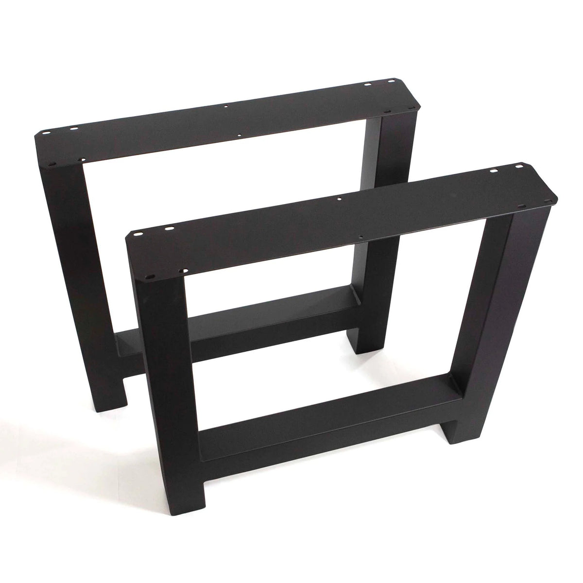 Black dining table H-leg frame with rectangular support rails