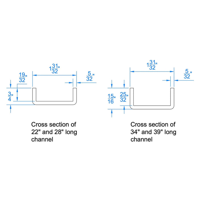 Steel C Channel Support Bracing for Table Top, Set/2