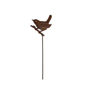 W4940 Stake up-tail bird - rusted garden stakes