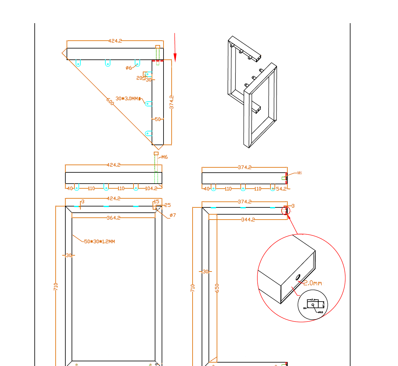 G800011-C L-Shape Table Base 1 Pair (Set of 2 legs) 71cm tall