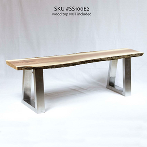 SS100E2 Stainless Steel Bench U Legs for (narrow coffee table) 40cm tall x 25cm wide