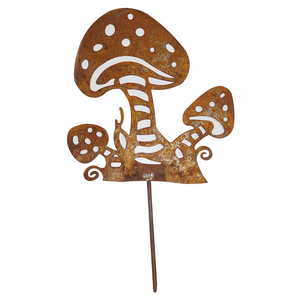 Mushroom Stakes pack - Set of 2 sizes - rusted garden stakes