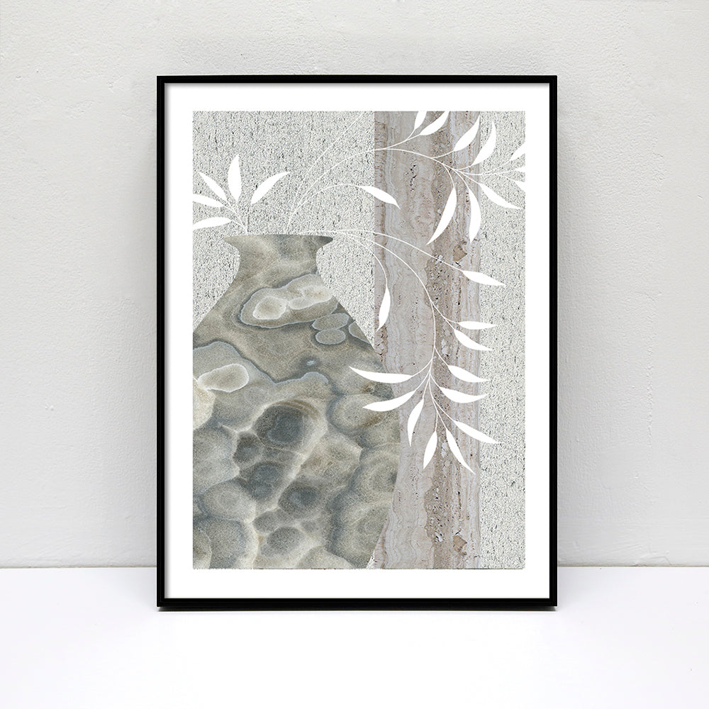 Vase and Bamboo leaves Wall art ARZE1004B - 75*100cm