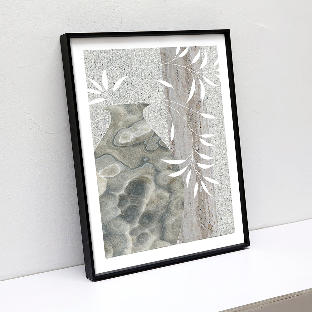 Vase and Bamboo leaves Wall art ARZE1004B - 75*100cm