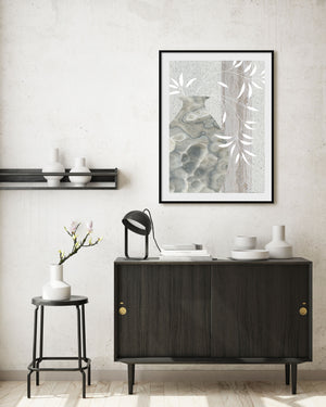 Vase and Bamboo leaves Wall art ARZE1004B - 75*100cm