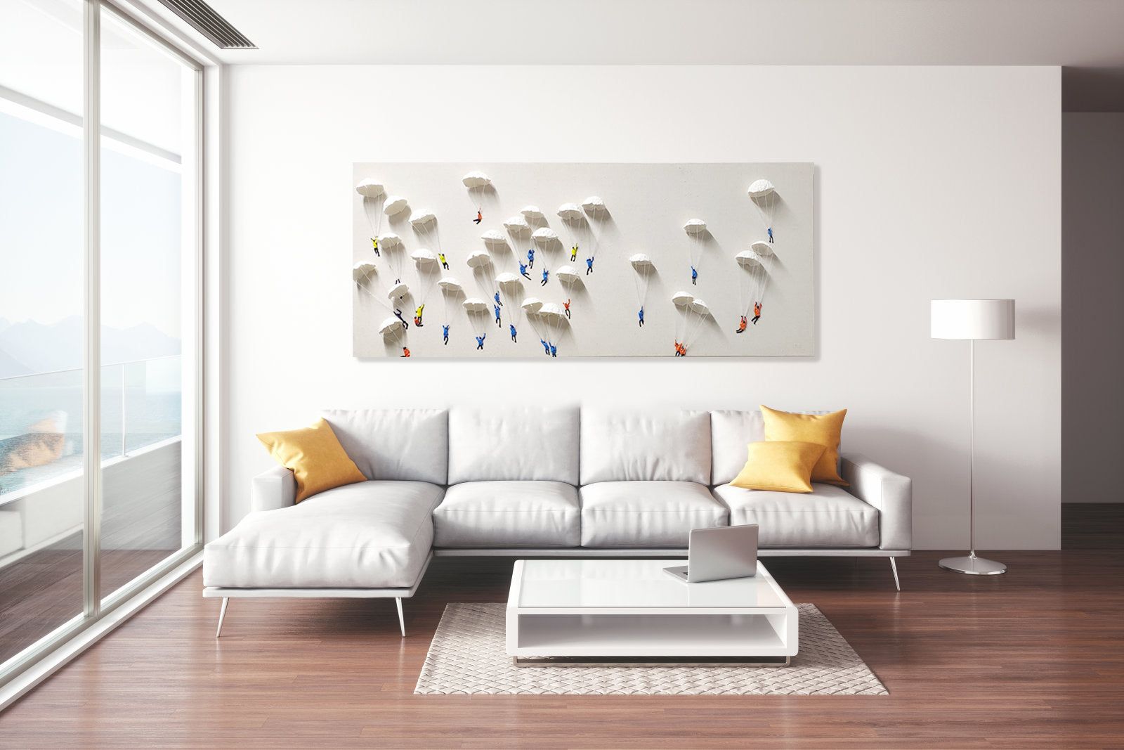 Parachuting people I 3D art Wall art BEOB2003A - 45*100cm