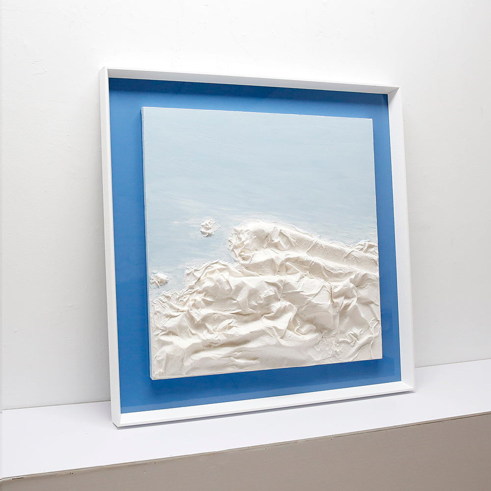 Blue sea and white wave I Handmade paper art 3D art Wall art BGOB1009A - 100*100cm
