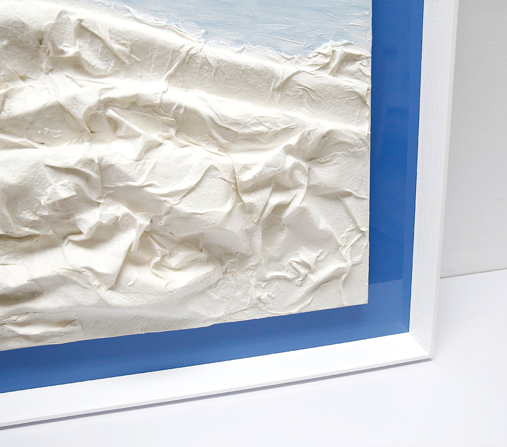 Blue sea and white wave I Handmade paper art 3D art Wall art BGOB1009A - 100*100cm