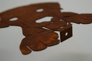 W3937 Dog Face With Screw in Plate - rusted metal Silhouette